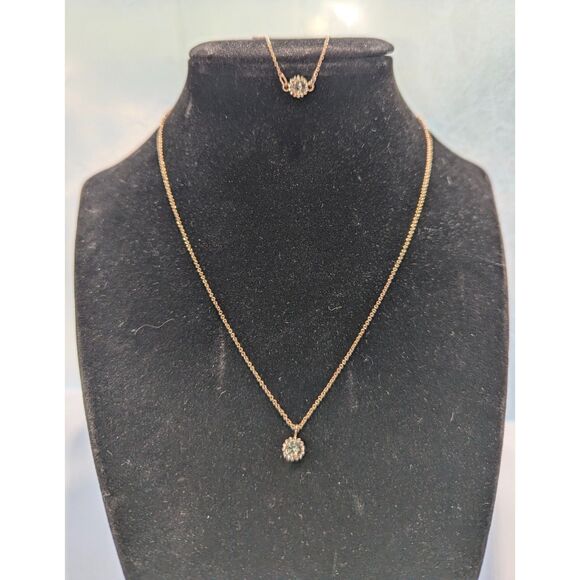 LC Rose Gold Chain Rhinestone Charm Bracelet Necklace Set - Picture 10 of 12